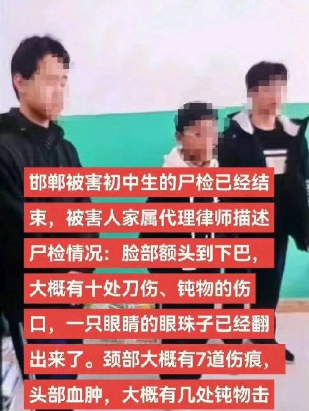 初中生杀害同学埋尸案细节：13岁张某得知被害人手机有数百元零钱，提议杀人平分！这种恶意杀人，惨绝人寰，三个人就得全部死亡，被害人面目全非，被活埋的时候都还活着，肺里都还有泥土，他多绝望阿！初中生杀害同学埋尸案细节：13岁张某得知被害人手机有数百元零钱，提议杀人平分！这种恶意杀人，惨绝人寰，三个人就得全部死亡，被害人面目全非，被活埋的时候都还活着，肺里都还有泥土，他多绝望阿！
