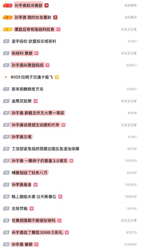 今晚，微博热搜被孙宇晨霸榜