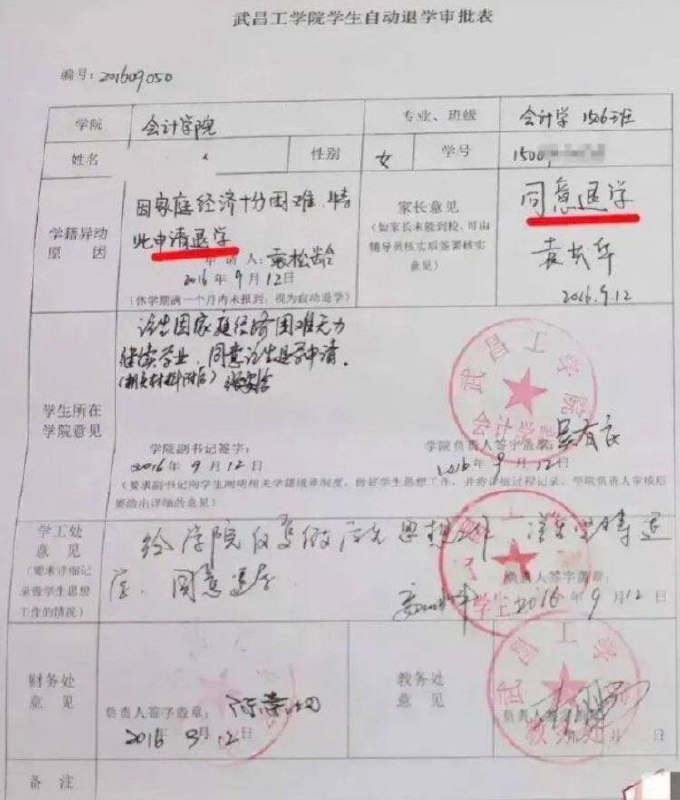 中國的大學生家庭經濟十分困難，只好申請退學！而來留學的黑人領著每年最少10萬的助學金