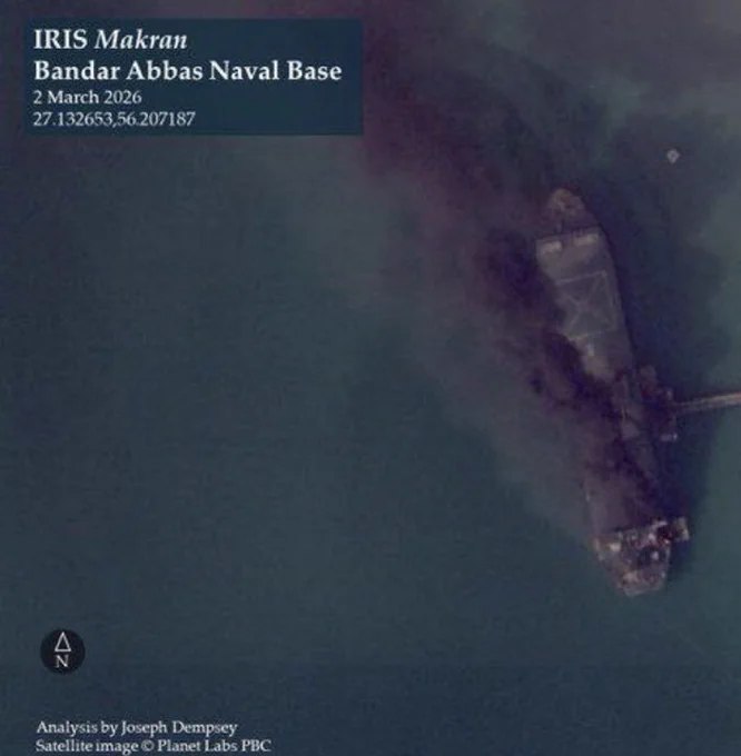 美军空袭摧毁伊朗海军最重要舰艇之一——IRIS Makran号