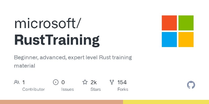 📱 微软发布 Rust 培训材料，7 本教材覆盖入门到专家级微软在 GitHub 发布 RustTraining 培训材料仓库，按学习路径提供 7 本 Rust 教材，覆盖从其他语言转向 Rust 的开发者，以及异步编程、进阶模式、类型驱动正确性和工程实践等主题