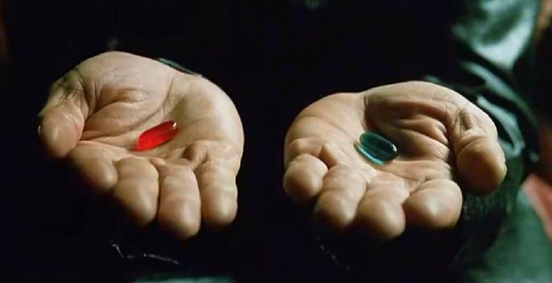 #黑客帝国 #共产党 矩阵蓝色: 感恩，红色: 感恩(草莓味)by 匿名投稿