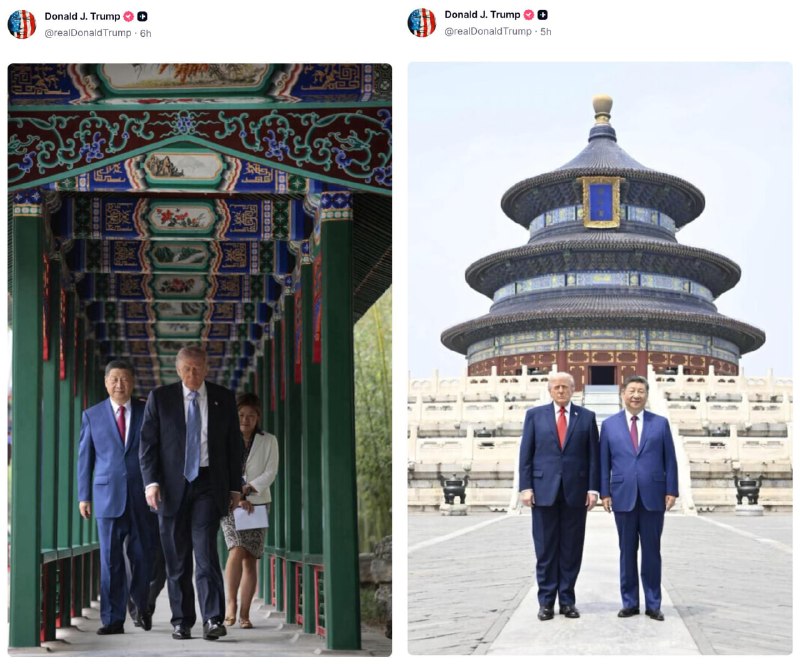 特朗普回国后，在 Truth Social 上疯狂晒出访华照片，大秀“战绩”，同时还不忘借机挖苦拜登无能