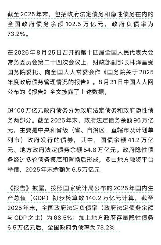 政府债务突破百万亿，十四亿牛马祖宗三代都得接着买单感谢家人们投稿！政府债务突破百万亿，十四亿牛马祖宗三代都得接着买单感谢家人们投稿！