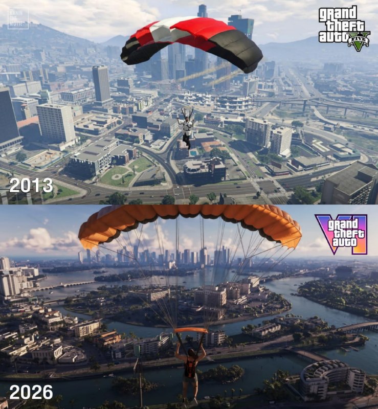#GTA6 玩家拿《GTA6》对《GTA5》，评价一边倒：罪恶城更大更密更像真有人住，NPC会围观会反应，路边小动画和可互动点到处都是