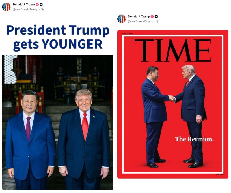 特朗普回国后，在 Truth Social 上疯狂晒出访华照片，大秀“战绩”，同时还不忘借机挖苦拜登无能