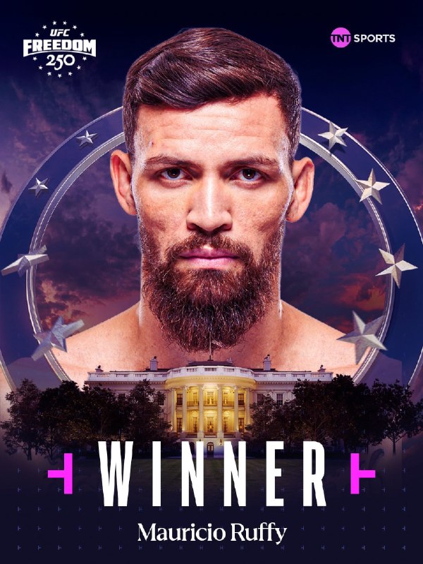 巴西综合格斗选手毛里西奥·鲁菲在白宫举行的 UFC Freedom 250 赛事首轮比赛中，以击倒方式击败了美国选手迈克尔·钱德勒