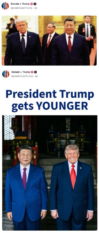 特朗普回国后，在 Truth Social 上疯狂晒出访华照片，大秀“战绩”，同时还不忘借机挖苦拜登无能
