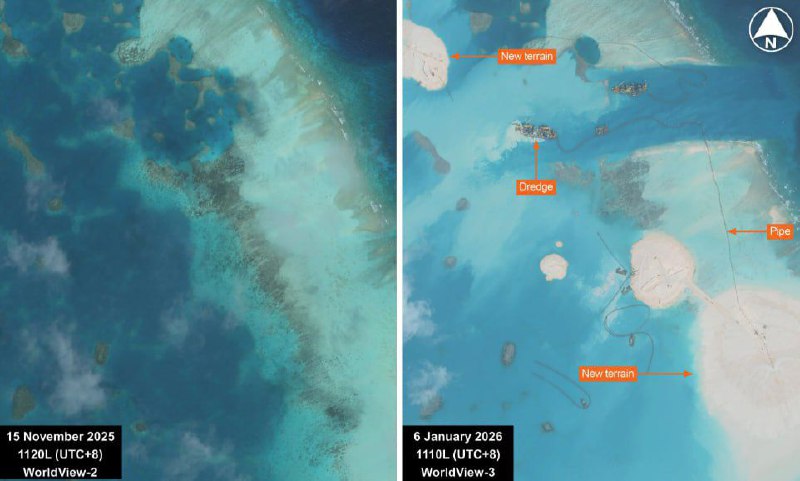 🔥🇨🇳 中国在南海的新前哨🔻 中国已开始在位于西沙群岛西部的“羚羊礁”进入深度施工与填海造地的活跃阶段