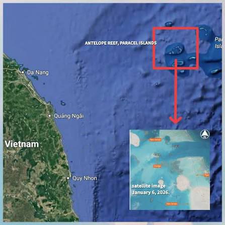 🔥🇨🇳 中国在南海的新前哨🔻 中国已开始在位于西沙群岛西部的“羚羊礁”进入深度施工与填海造地的活跃阶段