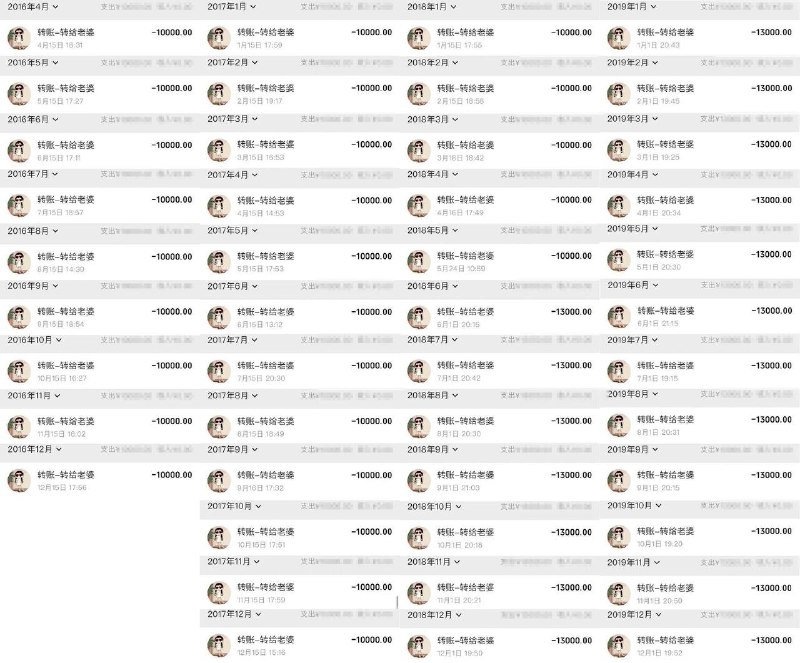 抖音一哥们结婚后每个月工资准时上交，从16年4月到26年6月陆陆续续转账有200万左右