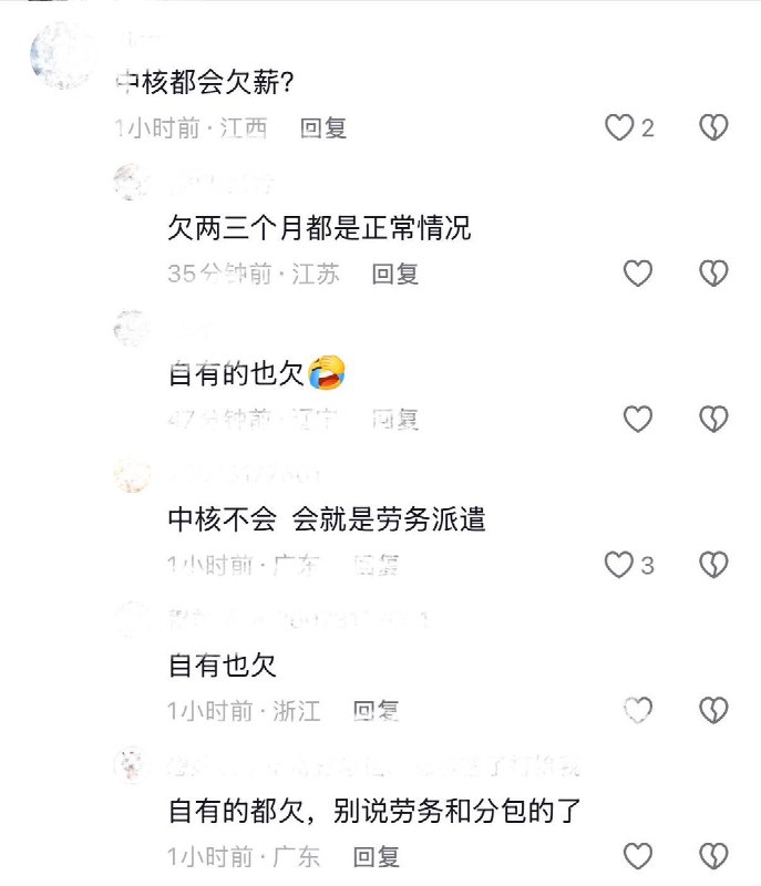 8月5日，中核二三陆丰核电项目员工因长期被欠薪，在数千人的钉钉大群内直接质问“他妈的二三什么时候发工资？”引发全群围观和响应