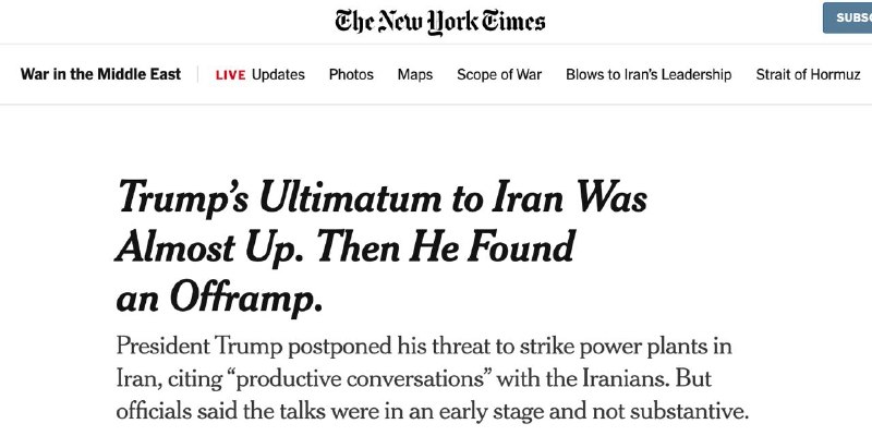 🇮🇷美国和以色列都无法接受临时停战，伊朗只愿达成全面和平协议——《纽约时报》▪️伊朗还要求美国和以色列保证不发动攻击