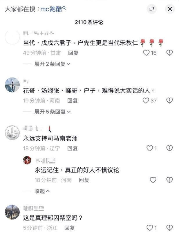 李雪花被封禁后，不少网友发帖声援