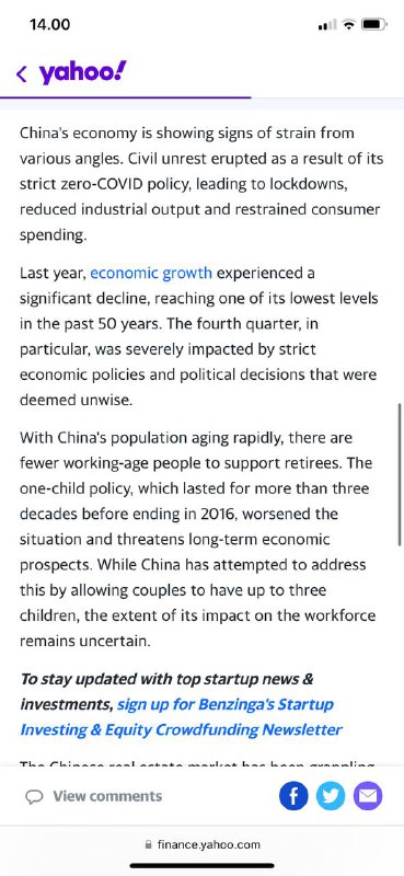 #中国最多还有 剩下10 年崩溃据著名分析师称，1 亿人口下降可能导致经济灾难Jeannine Mancini2023年7月27日星期四，格林尼治标准时间晚上10:33+7·3分钟Zeihan认为，中国的崩溃迫在眉睫，距离潜在的灾难只剩下10年了