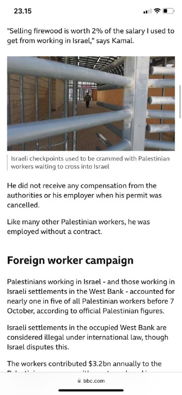#西岸巴勒斯坦🇵🇸人为加沙战争付出代价Kamal Karaja曾经在以色列🇮🇱的建筑工地工作，每月收入为3,500美元（2,780英镑；3,250欧元）——这对被占领的约旦河西岸的巴勒斯坦人来说，过着良好的生活