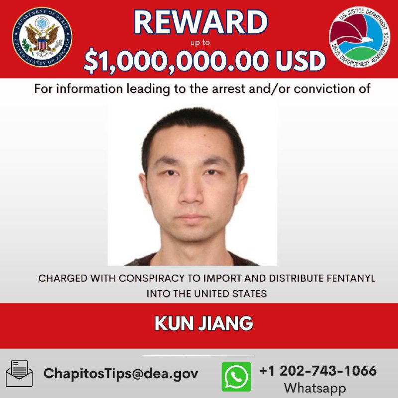 #江坤 美国称号Kun Jiang是中华人民共和国的芬太尼前体化学品供应商之一，拥有或为制造芬太尼前体化学品的公司工作