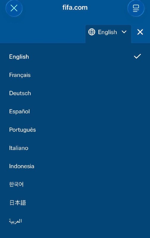 5月10日起，国际足联正式将中文从国际足联FIFA官方网站剔除