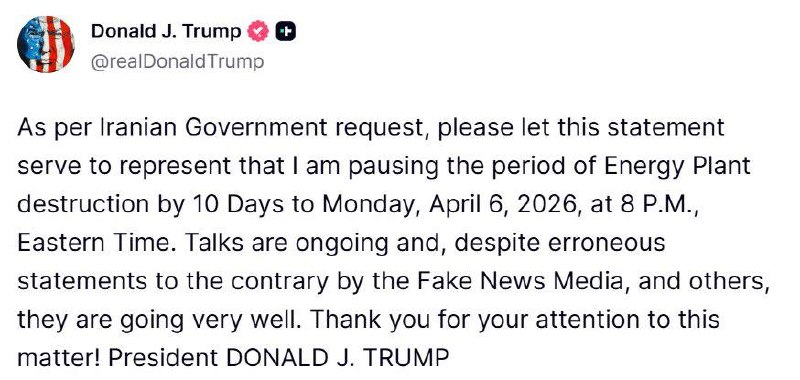 五天「缓刑」未到，川普宣布再「缓刑」10天，至4月6日