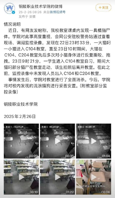 #流浪猫 尸首 分离被放进课桌？疑似 #虐待动物 真相大白：流浪猫 捕食 流浪猫，然后把 #尸体 塞进了课桌！事情曝光后爱猫人士急的嗷嗷叫，声称一定要将 #虐猫 人士绳之以法！还好学校教室里面有监控，不然面对爱猫人士这么大的声音还能解释的清嘛#流浪猫 尸首 分离被放进课桌？疑似 #虐待动物 真相大白：流浪猫 捕食 流浪猫，然后把 #尸体 塞进了课桌！事情曝光后爱猫人士急的嗷嗷叫，声称一定要将 #虐猫 人士绳之以法！还好学校教室里面有监控，不然面对爱猫人士这么大的声音还能解释的清嘛