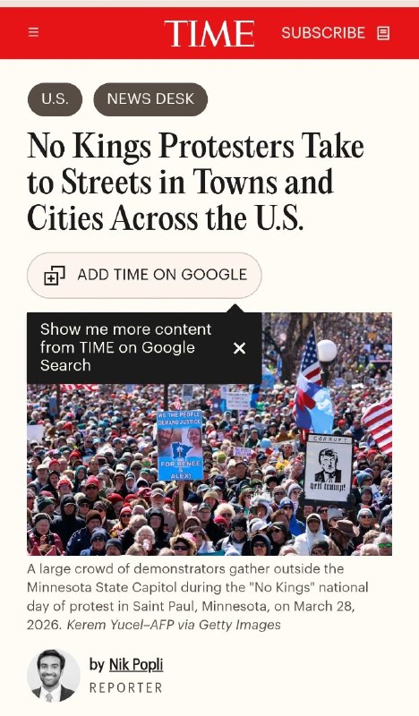 2026年3月28日至29日，美国爆发史上最大规模的反特朗普抗议活动