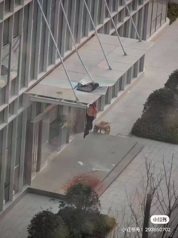 12月4日陕西 #西安 高新区 #比亚迪工厂 一男子 跳楼自杀 头颅摔碎，尸体卡在食堂天棚上