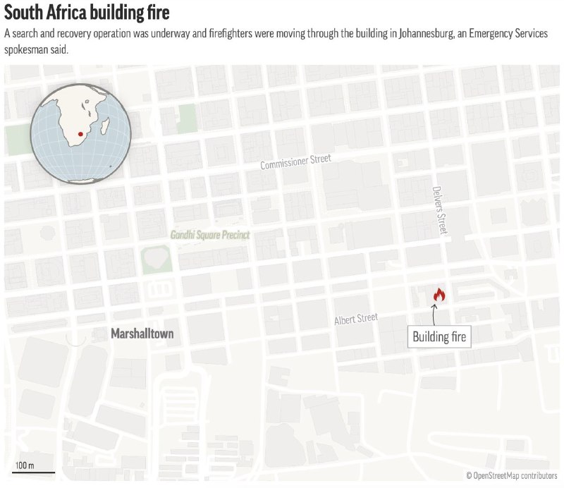 #南非 约翰内斯堡市火灾的死亡人数已上升至73人