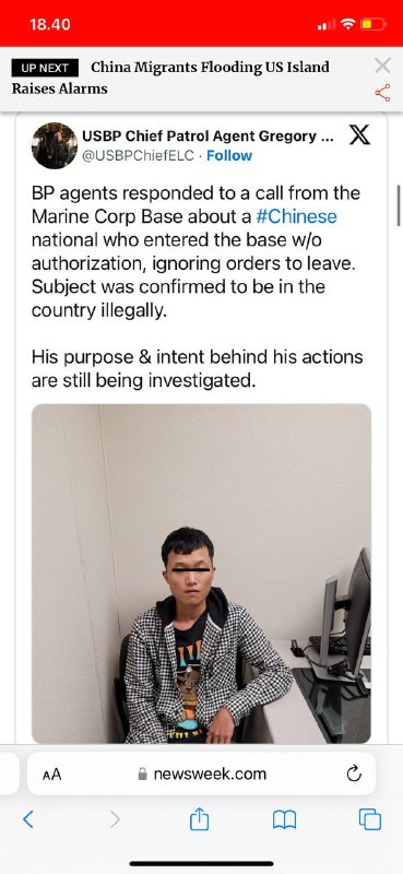 #一名中国🇨🇳偷渡者被发现在🇺🇸加州军事基地一名中国🇨🇳国民在🇺🇸加利福尼亚州的海军陆战队基地被捕引发了许多问题