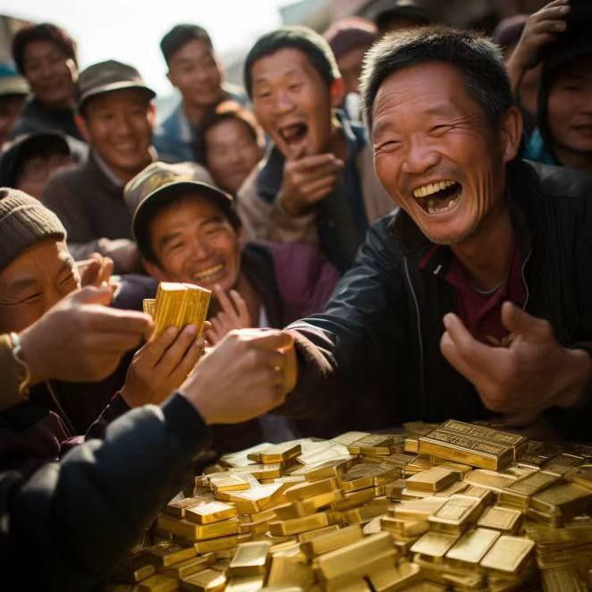 村里 发 金条 了 见者有份 （ #AI 合成）村里 发 金条 了 见者有份 （ #AI 合成）