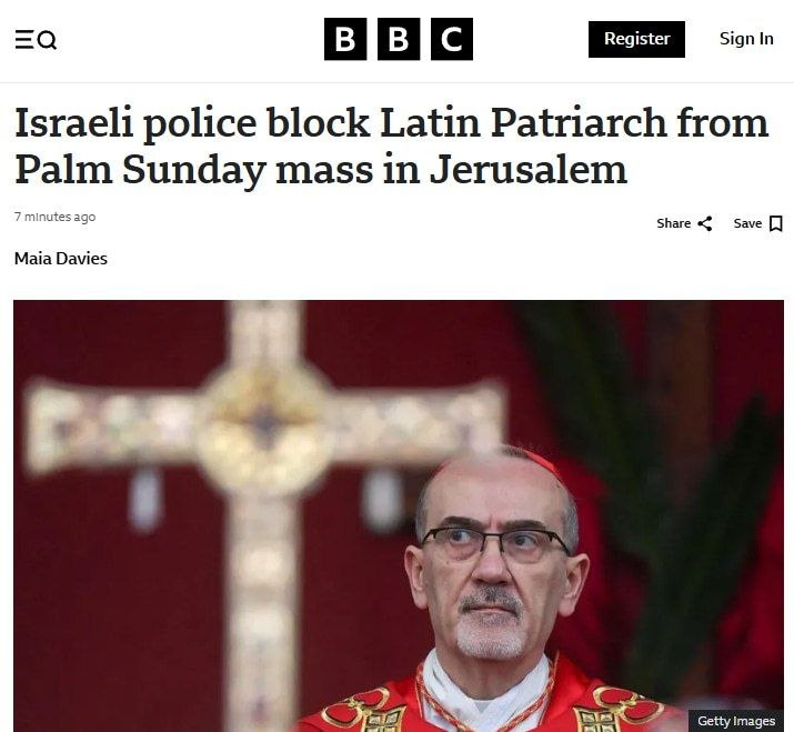 ⚡️数百年来，以色列警方首次禁止天主教神职人员在耶路撒冷举行宗教仪式，据BBC报道