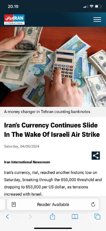 #伊朗🇮🇷里亚尔崩溃，“价值损失30%伊朗货币崩溃，全国范围内爆发抗议活动随着政权权衡对以色列🇮🇱的袭击，伊朗的民众骚乱日益加剧在一些非官方市场上，一美元🇺🇸现在价值超过66万伊朗🇮🇷里亚尔