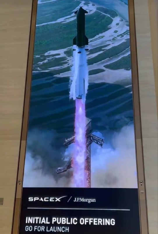 摩根大通、高盛、美银的办公楼里都放上了SpaceX IPO海报高盛毕竟是主承销，最有诚意，把星舰竖在电梯必经之路上牛逼的是，几大投行的承销费这次被压到0.75%以下老马的议价能力太强了，曾几何时阿里上市都要给1%以上感谢家人们投稿！摩根大通、高盛、美银的办公楼里都放上了SpaceX IPO海报高盛毕竟是主承销，最有诚意，把星舰竖在电梯必经之路上牛逼的是，几大投行的承销费这次被压到0.75%以下老马的议价能力太强了，曾几何时阿里上市都要给1%以上感谢家人们投稿！