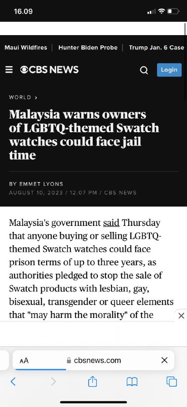 #Gay在马来西亚佩戴彩虹主题的斯沃琪手表现在可能会让你入狱三年，因为政府禁止了该品牌的“LGBTQ相关”产品——声称它们“有害道德”