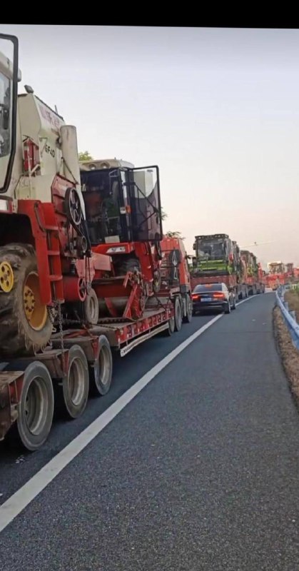 小麦收割机扣押在高速收费站，河南南阳、河南各地高速每天几百台收割机因超宽超高无法下高速，查超宽、超高，查收割机各种作业证