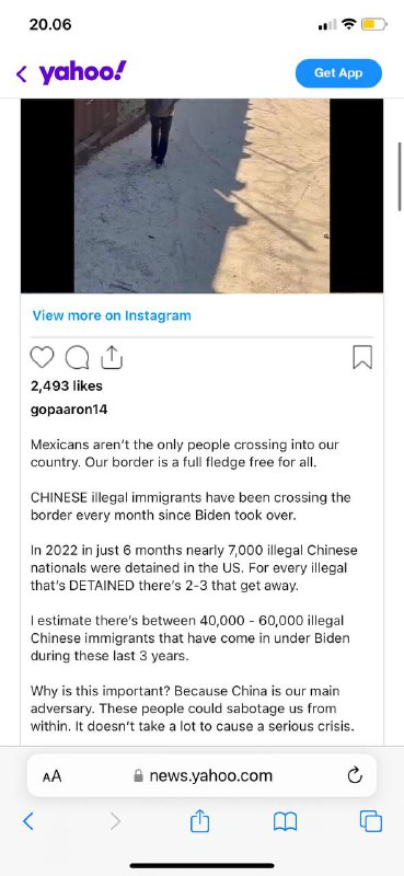 #支那人🇨🇳偷渡🇺🇸Instagram视频中看到被指控的中国移民越过美墨边境卡尔·萨姆森2023年9月20日星期三，格林尼治标准时间上午5:29+7·2分钟阅读一段涉嫌穿越美墨边境的中国移民的视频正在Instagram上巡视