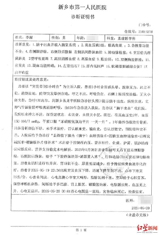 37岁库管员昏迷13天死亡未认定工伤在ICU病房昏迷13天后，37岁的李超死亡，留下妻子和两个幼子