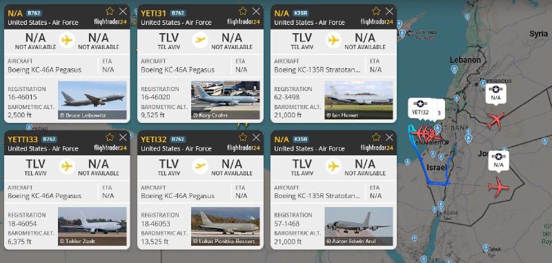 美国战机从特拉维夫起飞，正在中东上空飞行#伊朗 #以色列 #战争