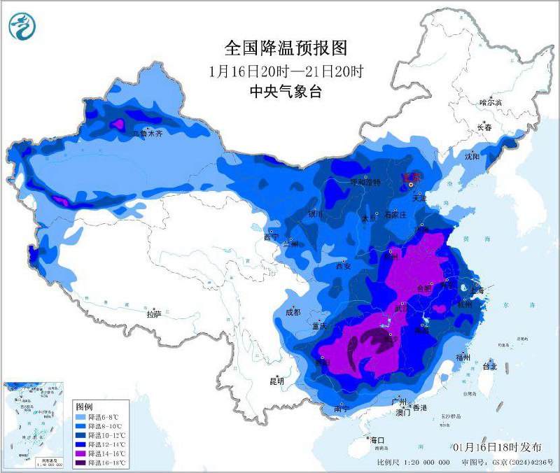 ⚠️⚠️⚠️全国请注意：今冬最强寒潮南下，南方多地气温创 1 月历史新高后将迎暴雪1月17日至21日， 中东部地区将自北向南先后出现大范围雨雪天气过程，秦岭—淮河以南地区降水相态复杂，有雨雪及冻雨的转换
