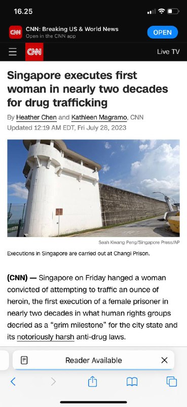 #新加坡死刑第一个女人新加坡周五绞死了一名因试图贩运一盎司海洛因而被定罪的妇女，这是近二十年来首次处决一名女囚犯，人权组织谴责这是该城邦及其臭名昭著的严厉禁毒法的“严峻里程碑”