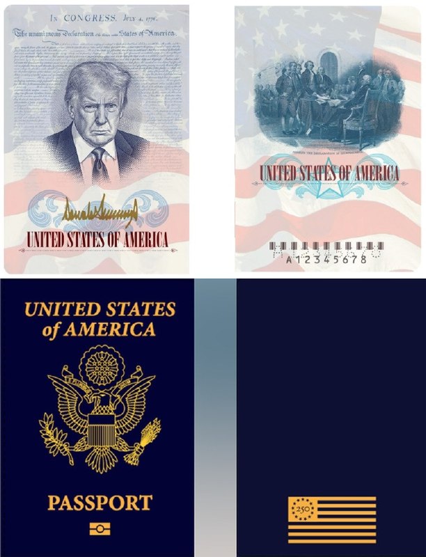 美国国务院正推出一款限量版美国护照设计，其内封页印有总统唐纳德·特朗普的头像，以此庆祝美国独立 250 周年