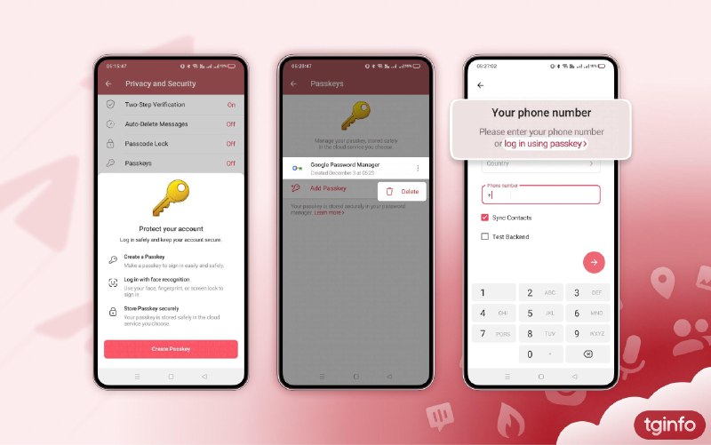 #Telegram 将支持使用passkey登陆，无需输入验证码和电话号码目前，该功能仍在开发中，尚未完全实现