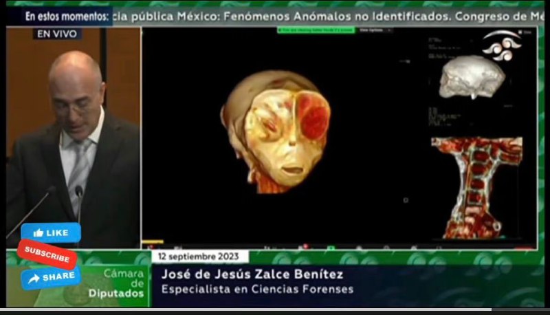 墨西哥 刚刚公开在听证会上展示了 #外星人 #尸体：  • 在秘鲁的硅藻矿中被找到  • 于2017年在帕尔帕和纳斯卡之间发现  • 不属于地球的进化过程  • 碳测年约1000年前  • 不是木乃伊，尸体完整无缺墨西哥 刚刚公开在听证会上展示了 #外星人 #尸体：  • 在秘鲁的硅藻矿中被找到  • 于2017年在帕尔帕和纳斯卡之间发现  • 不属于地球的进化过程  • 碳测年约1000年前  • 不是木乃伊，尸体完整无缺