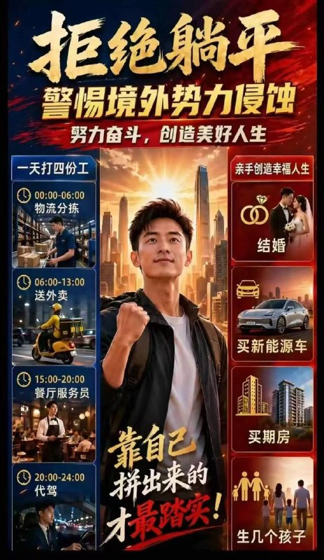 拒绝 ！躺平 躺平 可耻 ！境外势力 资金 已收到 #ai感谢家人们投稿！拒绝 ！躺平 躺平 可耻 ！境外势力 资金 已收到 #ai感谢家人们投稿！
