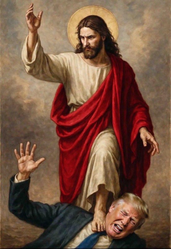 川普发布了一张将自己描绘成耶稣基督的图片后，美国网友又开始恶搞了