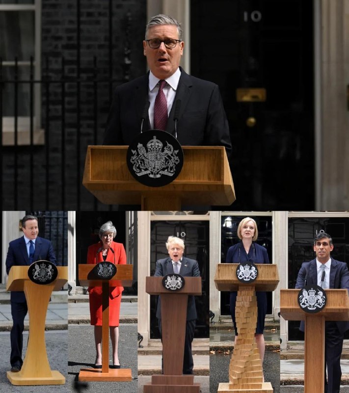 自2016年以来的英国首相及其执政时间：◾️戴维·卡梅伦 — 429天◾️特蕾莎·梅 — 1,106天◾️鲍里斯·约翰逊 — 1,140天◾️丽兹·特拉斯 — 49天◾️里希·苏纳克 — 619天◾️基尔·斯塔默 — 717天 + 剩余天数他们都没有完成完整的任期……感谢家人们投稿！
