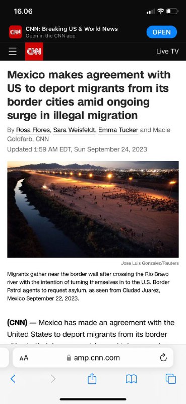 #墨西哥🇲🇽与美国🇺🇸达成协议，将移民从其边境城市驱逐出境墨西哥官员周五在德克萨斯州埃尔帕索边境对面的墨西哥华雷斯城会见了美国海关和边境保护局官员，此前最近进入美国的非法越境事件激增，暂时关闭了一座国际桥梁，并暂停了墨西哥的主要货运列车系统