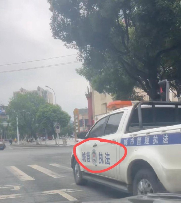 湖南街头一辆城管皮卡车拖行狗5月28日，一辆写着“城管执法”字样的湖南永州牌照皮卡车，在街头一路拖行一只狗，此事引发热议