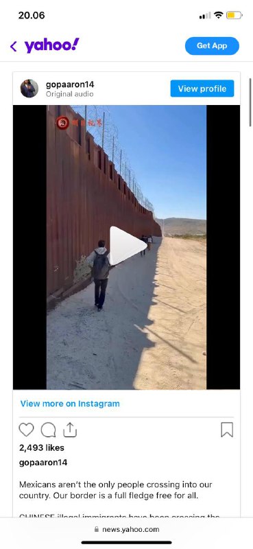 #支那人🇨🇳偷渡🇺🇸Instagram视频中看到被指控的中国移民越过美墨边境卡尔·萨姆森2023年9月20日星期三，格林尼治标准时间上午5:29+7·2分钟阅读一段涉嫌穿越美墨边境的中国移民的视频正在Instagram上巡视