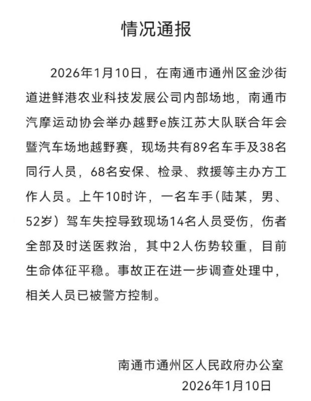 52岁越野赛车手驾车失控 致14人受伤感谢家人们投稿！52岁越野赛车手驾车失控 致14人受伤感谢家人们投稿！