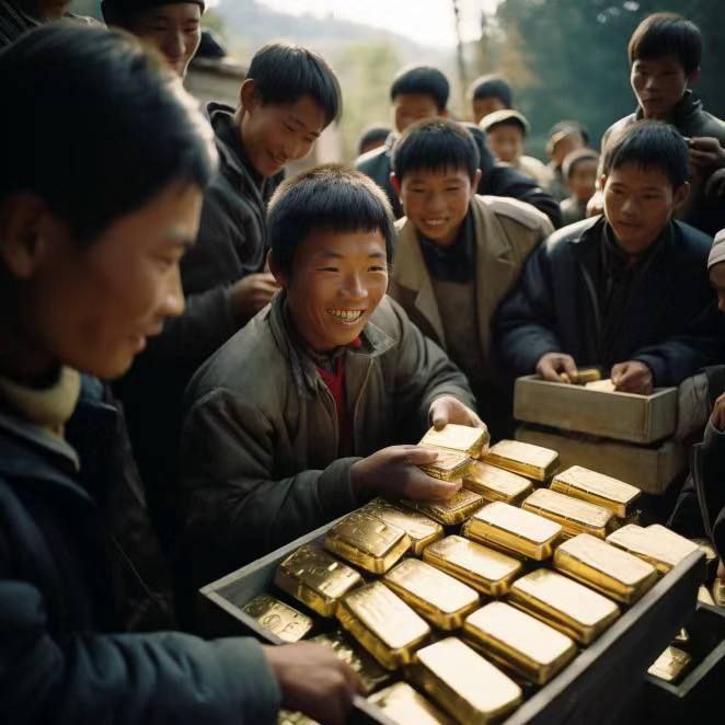 村里 发 金条 了 见者有份 （ #AI 合成）村里 发 金条 了 见者有份 （ #AI 合成）